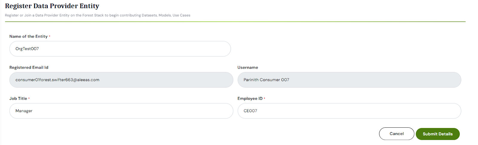 Entering Job Title and Employee ID